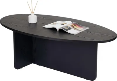 Produktbild von Dmora Couchtisch Parona 120x65x40h cm Schwarz, Ovalform Tischplatte aus Edelfurnier