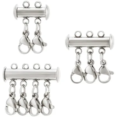 Schmuckverbinder, 3 Stück, magnetisch, mehrreihig, silber