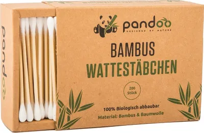 Produktbild von Pandoo Wattenstäbchen bambus und Baumwolle - 800 Stück