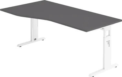 Produktbild von bümö Schreibtisch Serie-O - Nachbildung: Graphit, Größe:  180 x 100 cm, Gestell: Weiß