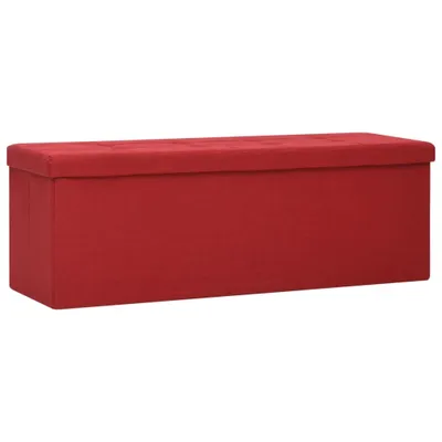 Image de vidaXL Banc pliable avec espace de rangement vin rouge aspect lin
