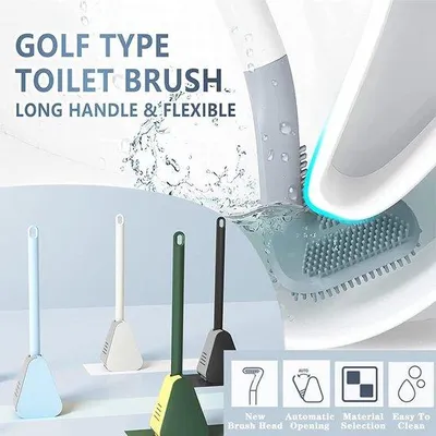 Produktbild von Golf-Toilettenbürste mit langem Stiel und schwarzen Silikonborsten