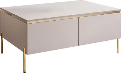Produktbild von YOURHOUSE24 Couchtisch AURORA KASCHMIR mit Stauraum (Ausführung: gerade gold Chrom Beine)