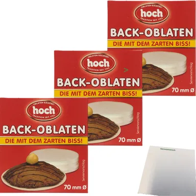 Produktbild von hoch Back-Oblaten mit dem zarten Biss 70mmØ (3x53g Packung) + usy Block