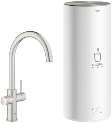 Produktbild von Grohe Red Kochendwasserhahn mit C-Auslauf und Kombikessel Supersteel