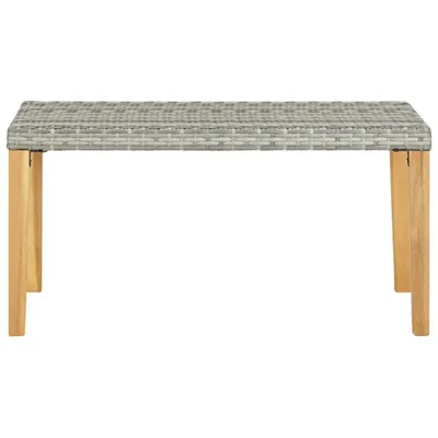 Zdjęcie produktu dla Ławka Ogrodowa, 120 Cm, Szara, Polirattan I Drewno Akacjowe Lumarko!