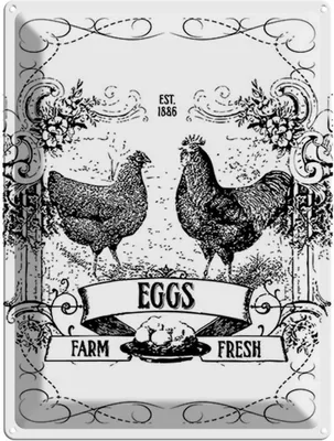 Produktbild von vianmo Blechschild 40x30 cm EGGS farm fresh est. 1886