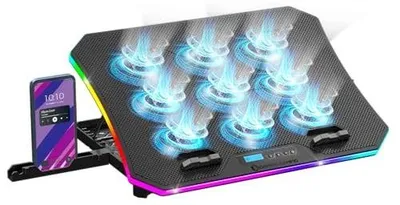 Zdjęcie produktu dla Chłodzenie laptopa 12 17 cali 9 wentylatorów rgb LCD dla gracza