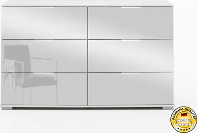 Image de Commode à tiroirs Easy Plus 130 cm, blanche, avec miroir