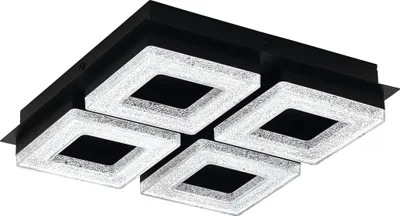 Produktbild von EGLO LED Deckenleuchte Fradelo 1, Deckenlampe, Wohnzimmerlampe aus Metall, Kunststoff in Schwarz, Kristall in Klar, Schlafzimmerlampe, warmweiß, 28cm