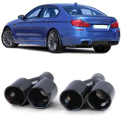 Produktbild von Doppelrohr Auspuff Endrohre Sport Look Schwarz passend für BMW F10 F11 F12 F13