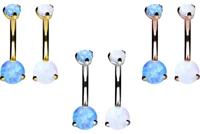 Produktbild von Bauchnabelpiercing Titan Mini Bananabell mit Innengewinde SYNTHETISCHE OPALE
