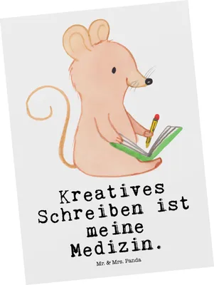 Produktbild von Mr. & Mrs. Panda Grußkarte Maus Kreatives Schreiben - Weiß - Geschenk, Postkarte, Ansichtskarte, bildkarte, Creative Writing, Ansichtskarten, Postkarten, Literatur