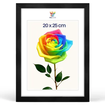 Produktbild von MG Design Bilderrahmen Schwarz 20x25 cm - Echtholzrahmen mit Acrylglas, hoch/quer, zum Aufhängen & Aufstellen