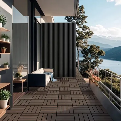Produktbild von HOME DELUXE - WPC Klickfliese BAVARO - Dunkelbraun - 9 m² - 11 Fliesen á 30 x 30 cm I Klickfliese Terrassenfliese Balkonfliese