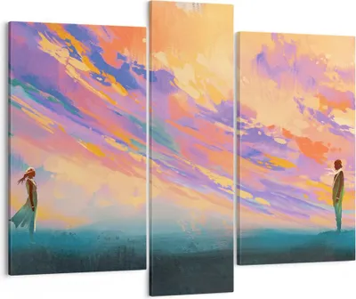 Produktbild von Bild auf Leinwand - Leinwandbild - Menschen Wiese Natur - 95x80cm - Wand Bild - Wanddeko - Leinwanddruck - Bilder - Kunstdruck - Wanddekoration - Leinwand bilder - Wandkunst - CB95x80-3845
