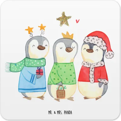 Produktbild von Mr. & Mrs. Panda Untersetzer für Gläser Winterzeit Heilige drei Könige 10er Set - Weiß - Geschenk, Coaster, Winter, Weihnachtsmann, Weihnachten, Heiligabend, Tassen