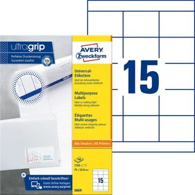 Immagine prodotto di Avery - Etiketten - weiß - A4 (210 x 297 mm) - 100 Stck. 15) (3669)