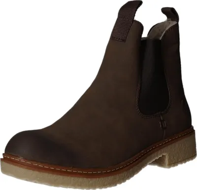 A single brown Chelsea boot is shown against a white background.