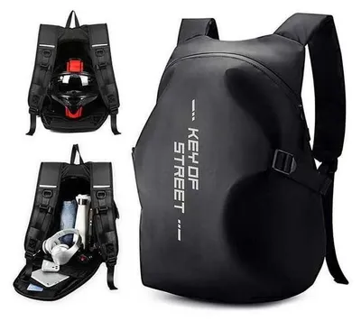Produktbild von Motorrad Rucksack Wasserdicht Helm Rucksack Reise Rucksack Schwarz 45L Reflektierend