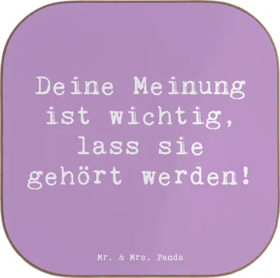 Produktbild von Mr. & Mrs. Panda Untersetzer Glas Spruch Mutig zu seinen Meinungen stehen - Lavendeltraum - Geschenk, Ermutigung, Zuversicht, gläseruntersetzer, liebevoll handgefertigt