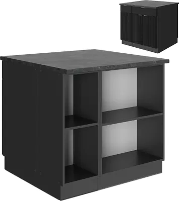 Produktbild von Kücheninsel Vicco Fame-Line Schwarz gestreift 90 cm mit Schublade, ohne Arbeitsplatte, Model 51025