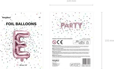 Zdjęcie produktu dla Balon foliowy Litera E, 35cm, Rose Gold różowe złoto