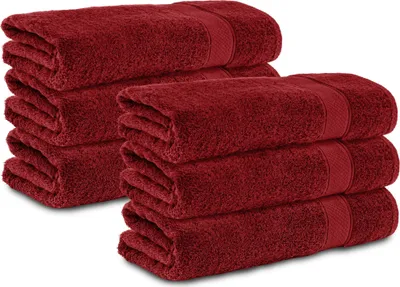 Produktbild von Komfortec 6er Duschtücher 70x140 cm Set aus 100% Baumwolle, 470g/m², Frottee, Weich, Aurorarot