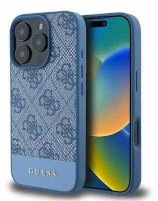 Produktbild von GUESS Apple iPhone 16 Pro Max Hardcase Design 4G Bottom Stripe Schutz Hülle Blau
