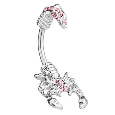Produktbild von Taffstyle Bauchnabelpiercing Reverse Bauchnabelpiercing Stecker Skorpion mit Kristallen, Pink