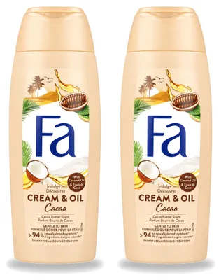 Productafbeelding van 2 x Fa Crème-olie douchegel Kokosnoot & Cacaoboter - 250 ml - Voordeelverpakking - 2 stuks