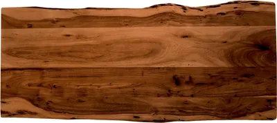 Produktbild von Holzplatte 140x60 cm Emilia, Tischplatte aus Akazienholz massiv + nussbaumfarben, Baumkanten-Platte für Heimwerker, geeignet für Arbeitsplatten, Tische & Fensterbretter