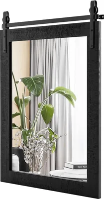 Productafbeelding van Rustic, rechthoekige wandspiegel, met een frame van massief hout, 76x56 cm