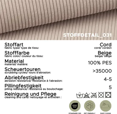 Produktbild von xonox.home Sancho Long Eckschlafsofa rechts beige B/H/T: 255x107x155cm