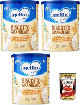 Produktbild von Mellin Biscotto Granulato, 3x 400g + Italian Gourmet polpa 400g