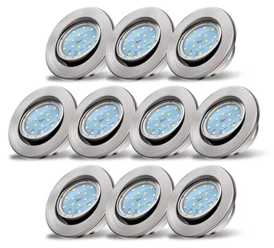 Image de B.K.Licht lot de 10 spots LED encastrables 230V orientables ultra-plats lumière blanc chaud taille trou 68mm spots LED 86x26 mm nickel mat