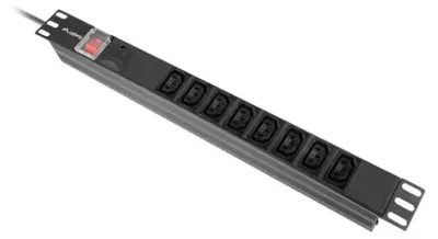 Produktbild von Lanberg PDU-08I-0200-C20-BK, 1U, Einphasig, Aluminium, Schwarz, 8 AC-Ausgänge, C13-Koppler