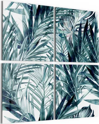 Produktbild von DEQORI Glasbild Echtglas 4x50x50 cm 'Palmenflüstern' Wandbilder XXL groß