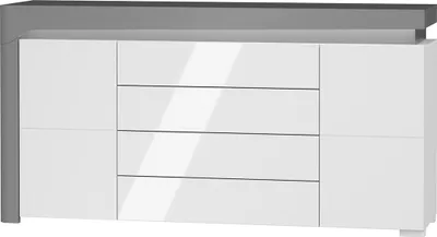 Produktbild von Buffet Teo mit 4 Schubladen und 2 Türen, Weiß und grau, 158cm