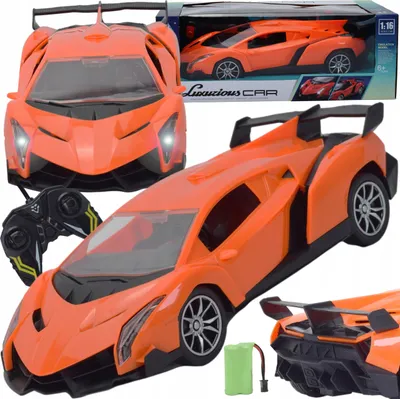 Produktbild von Lolex | Sportwagen RC - 1:12 - Orange - Mit LED-Lichtern und Fernsteuerung - Perfektes Geschenk für Kinder