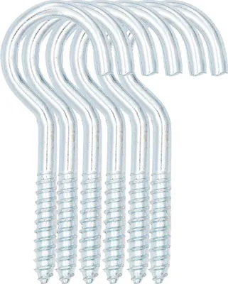 Produktbild von 6x Schraubhaken Rundhaken 60mm Hakenschraube Halbrund Deckenhaken Haken Verzinkt Set