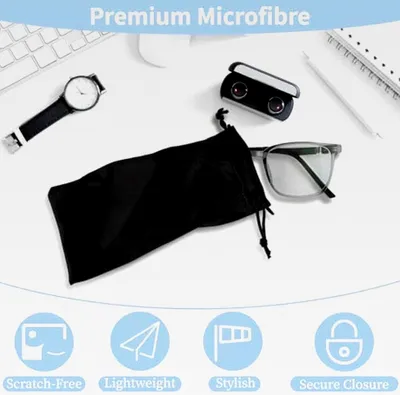 Produktbild von 10 Stück Mikrofaser Beutel für Sonnenbrillen, 18x9.5cm Mikrofaser Brillenetui in verschiedenen Farben, Brillenreinigung und Aufbewahrungstasche, weicher Brillenbeutel mit Kordelzug für Männer und Frauen auf Reisen