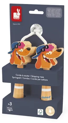 Produktbild von Janod Springseil Hund - Holzgriff - verstellbar - Outdoor-Spielzeug