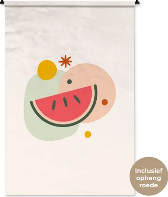 Produktbild von MuchoWow® Wandteppich Wandbehang Wassermelone - Sommer - Kreis 120x180 cm Tapisserie Dekoration Wandtuch - Schlafzimmer - Dekorationen für das Haus