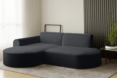 Produktbild von Ecksofa Designersofa BONDY in Stoff Ascot Schwarz Ottomane Links