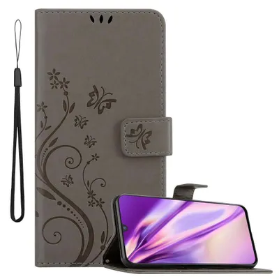 Image de Cadorabo Housse pour Samsung Galaxy M30 / A40s Housse de protection grise Housse pour portable Etui Case Fleurs Flower