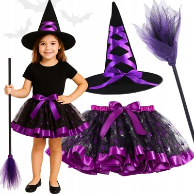 Obrázek produktu pro Hopki Kostým Čarodějnice Tutu Halloween Fialový Dívky