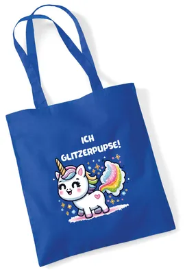 Produktbild von Huuraa Jutebeutel Ich Glitzerpupse Einhorn 10 Liter Bright Royal Baumwolle Tasche Geschenkidee