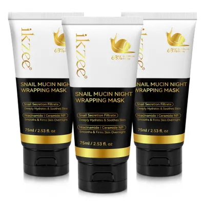 Produktbild von Gesichtsmaske Nachtmaske Gesicht Snail Mucin Kollagen Maske Night Wrapping Mask, 3x 75ml