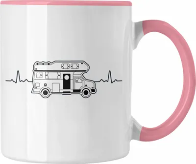Produktbild von Trendation - Wohnwagen Camper Tasse Geschenke Wohnmobil für Männer Campingwagen Geschenkidee Zubehör Camping Opa Oma Rentner Herzschlag Lustig (Rosa)